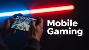 A gamer enjoying the latest titles featured in our mobile gaming reviews.