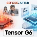 Hyperrealistic comparison showing the thermal efficiency of the Google Tensor G6 chip