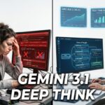 Hyperrealistic image showing the transition from AI hallucinations to precise mathematical reasoning using Gemini 3.1 Deep Think