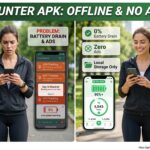 Hyperrealistic image showing the transition from battery-draining online fitness apps to a secure, offline Step Counter APK